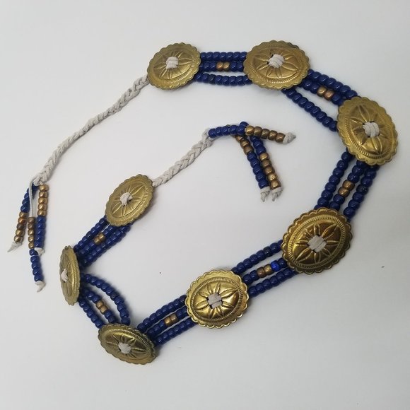 Concho Belt with Blue Beads main image 2